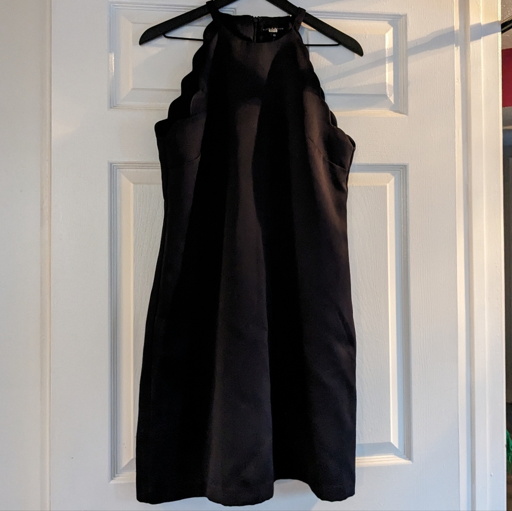 Slate & Willow navy scallop halter dress
